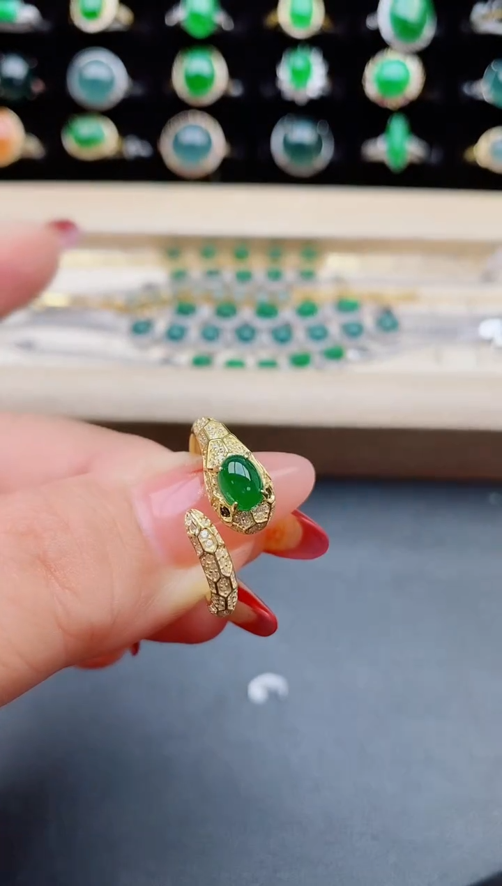 【闪购商品】翡翠戒指银S925镶嵌3211