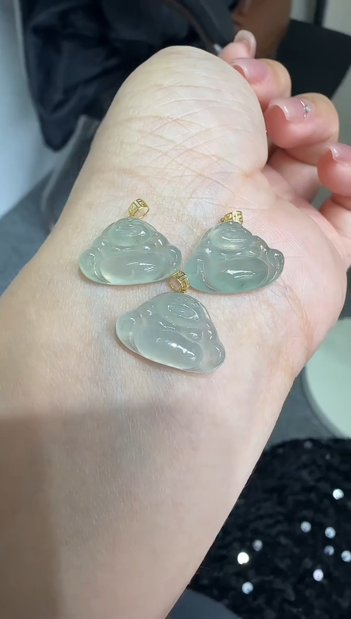 吊坠(不含链)18K金镶嵌翡翠佛公多样性发货其一-123