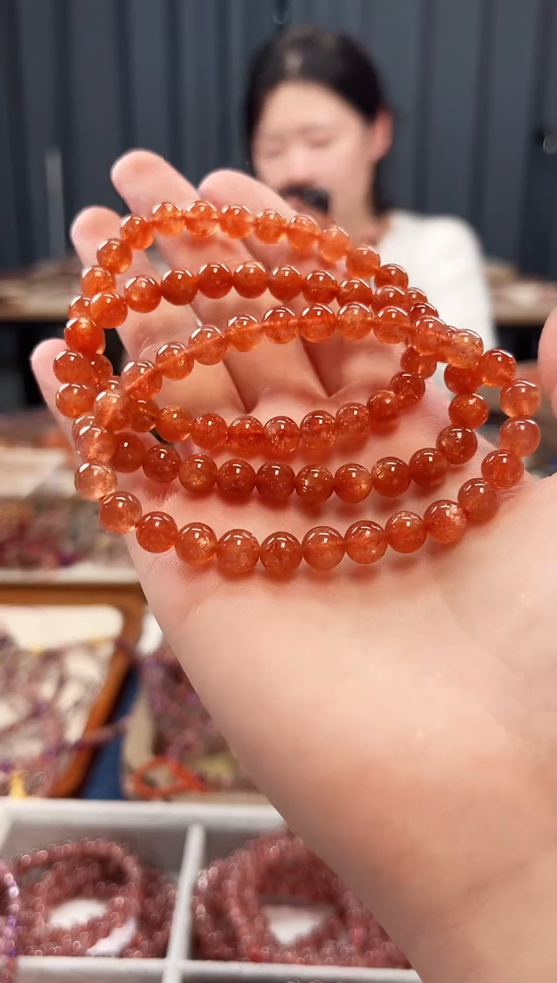 未镶嵌手链日光石金太阳单圈手串7mm【多样性发一】