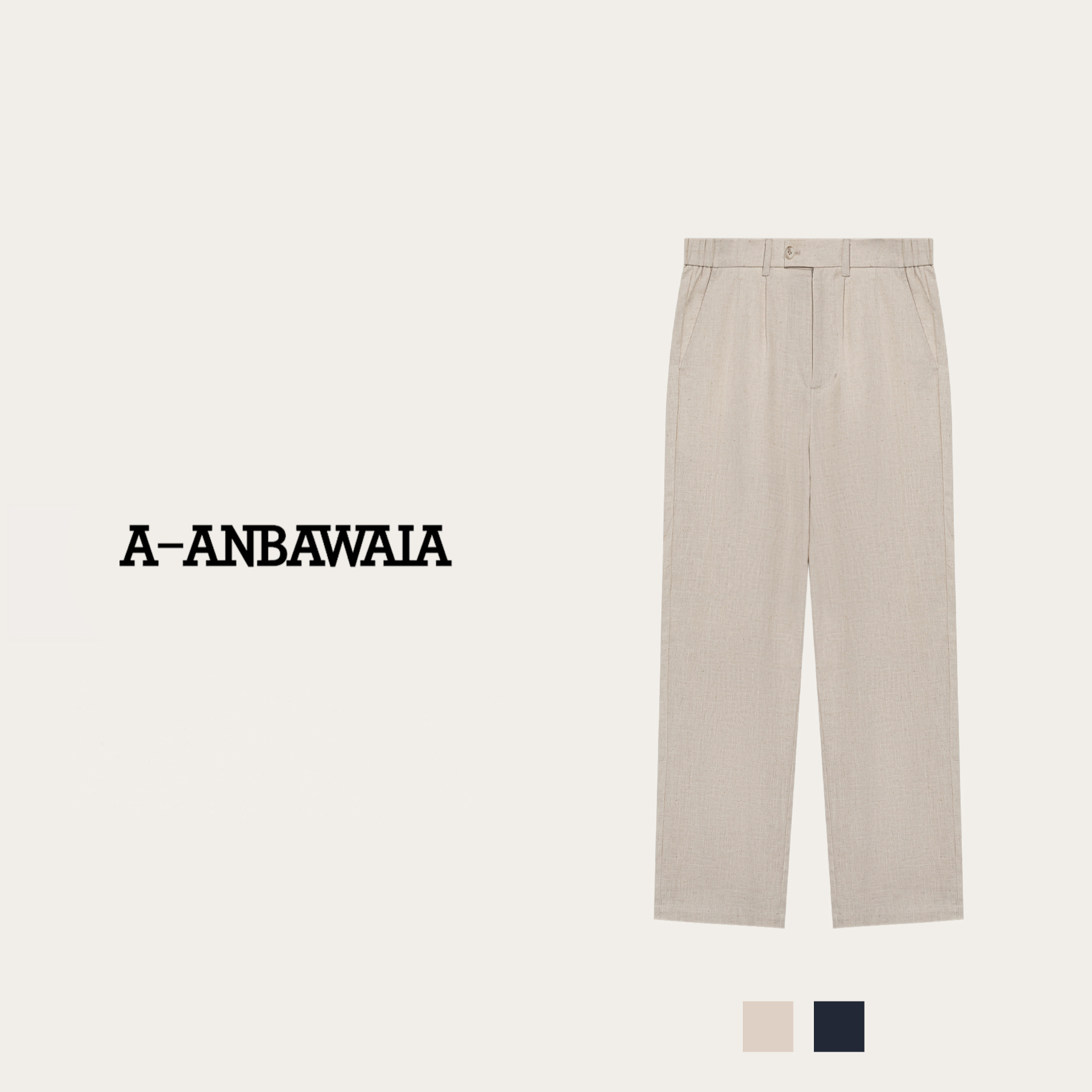 【C36078】SS25意式刺绣亚麻裤 秋季男士亚麻休闲直筒长裤