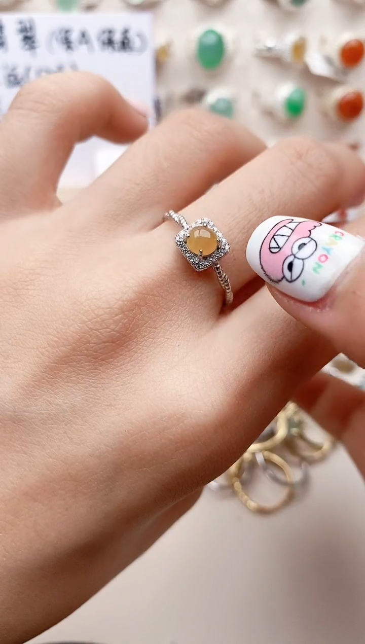 【闪购商品】翡翠戒指银S925镶嵌缅甸翡翠