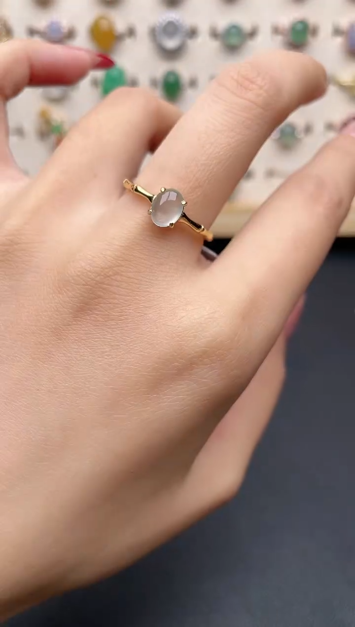 【闪购商品】翡翠戒指银S925镶嵌一物一证一礼盒