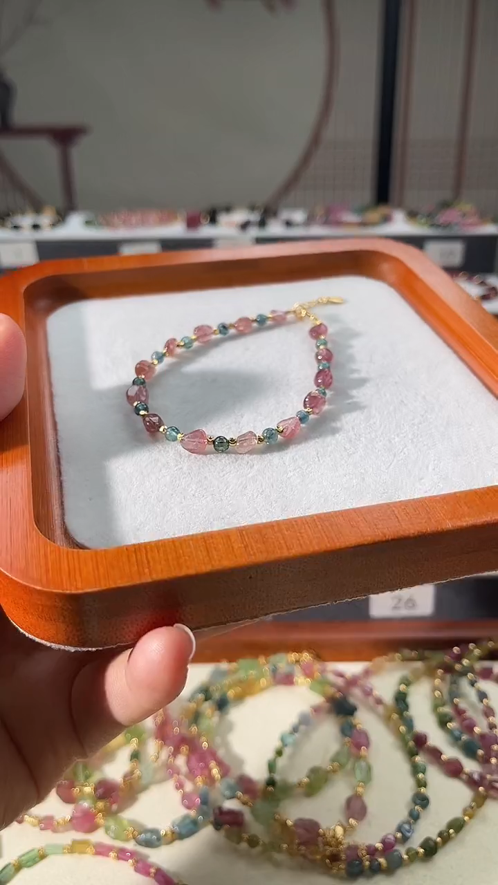 手链银S925镶嵌碧玺6263