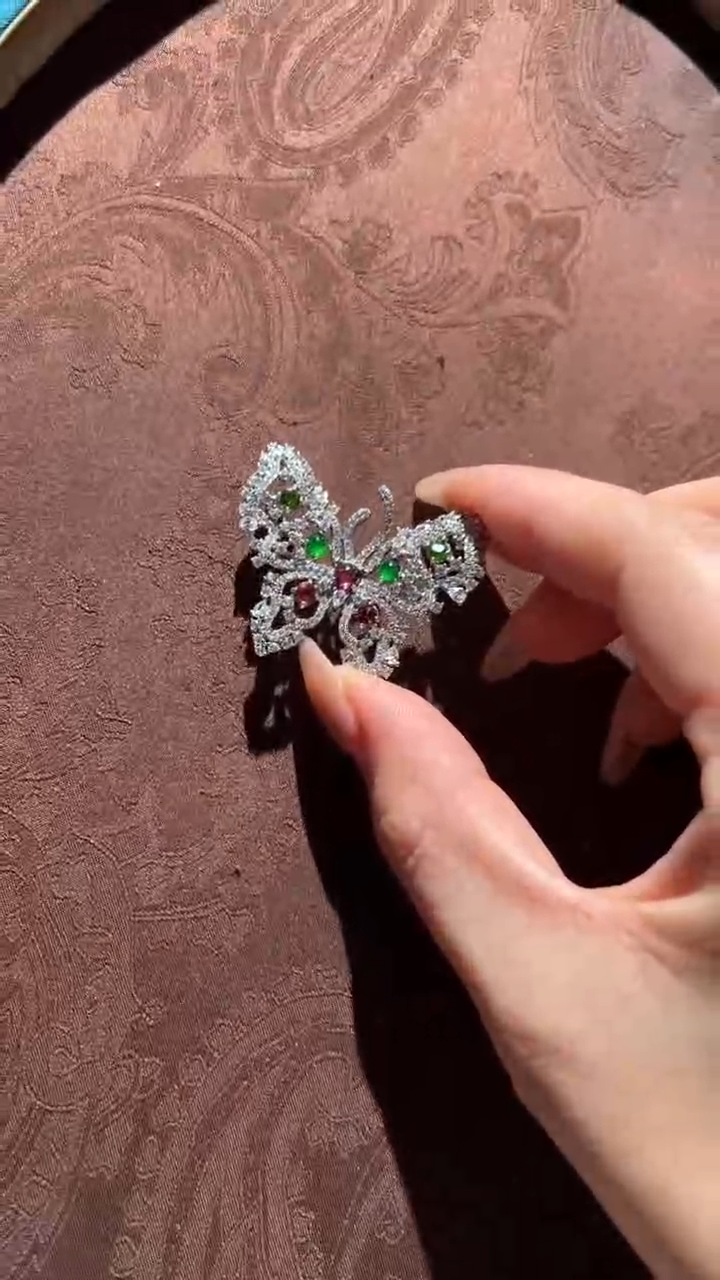 【闪购商品】翡翠挂件银S925镀金镶嵌红翡绿翠 11号