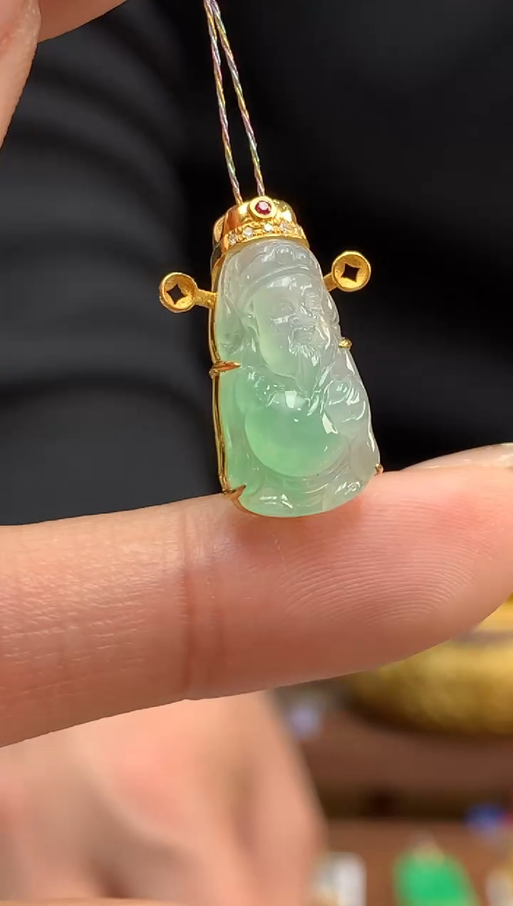 【闪购商品】翡翠颈饰18K金镶嵌财神
