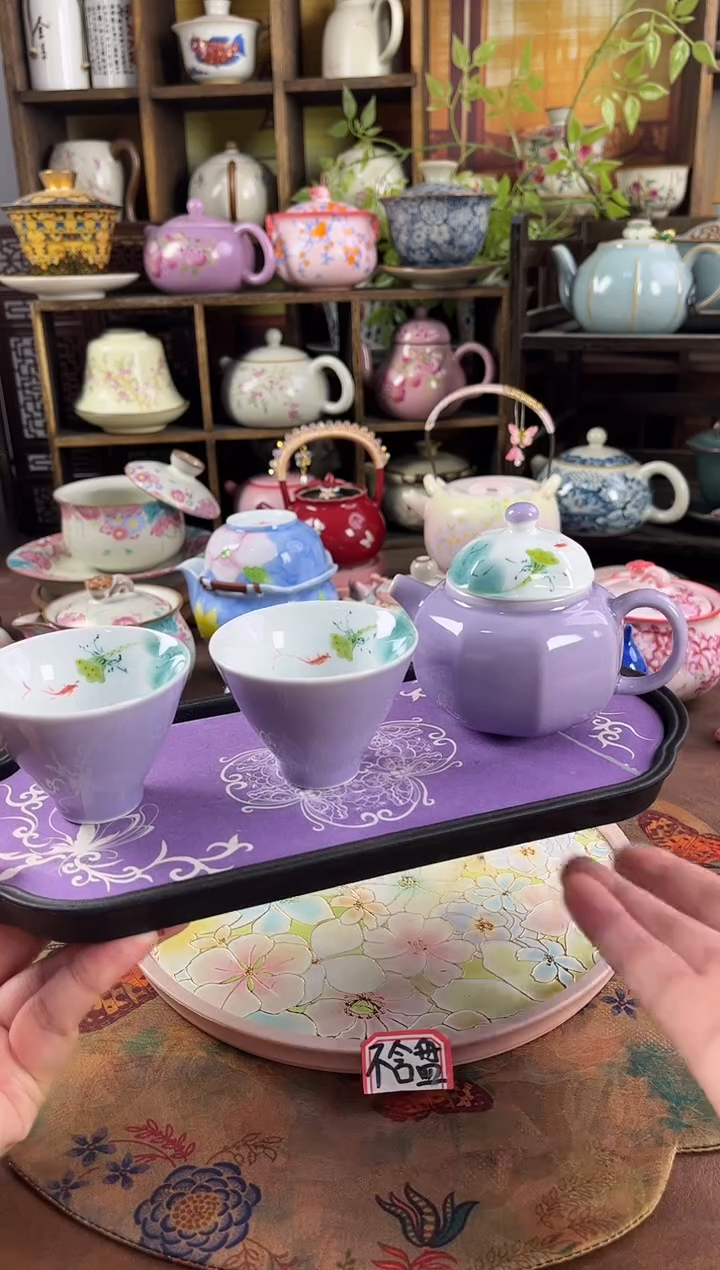 手绘 1壶2杯1个茶盘