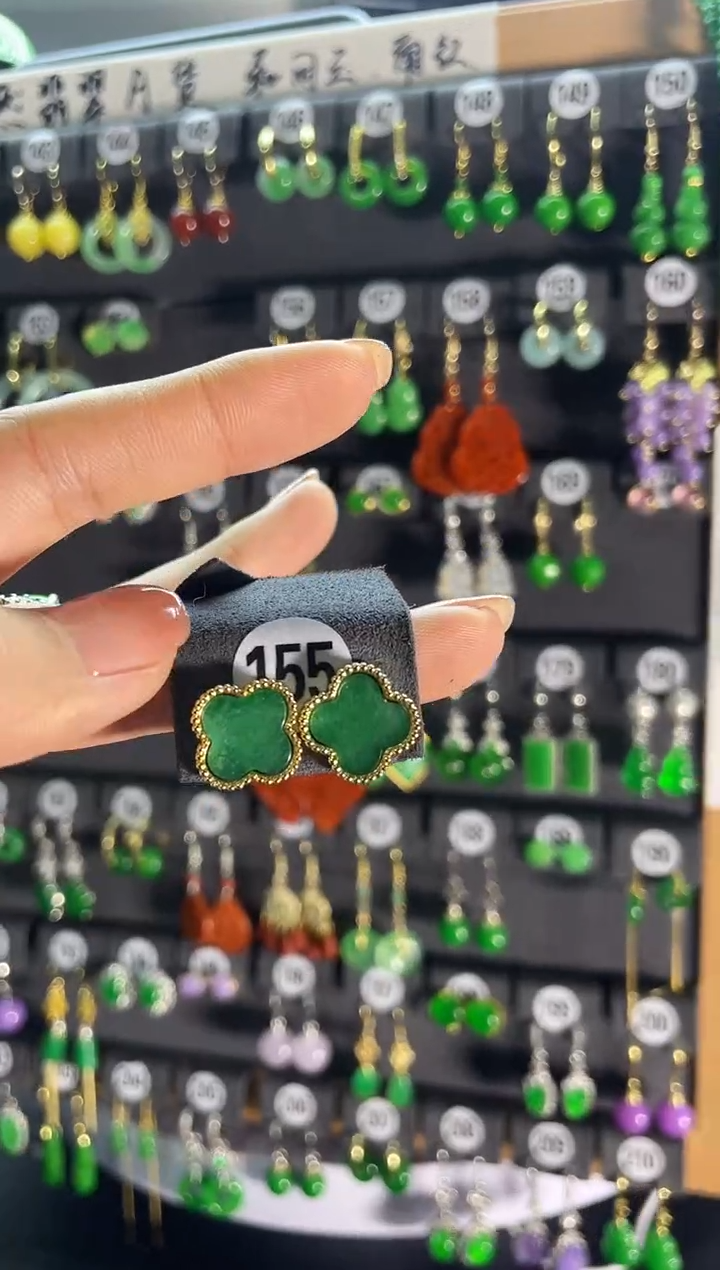 【闪购商品】翡翠耳饰银S925镶嵌155...