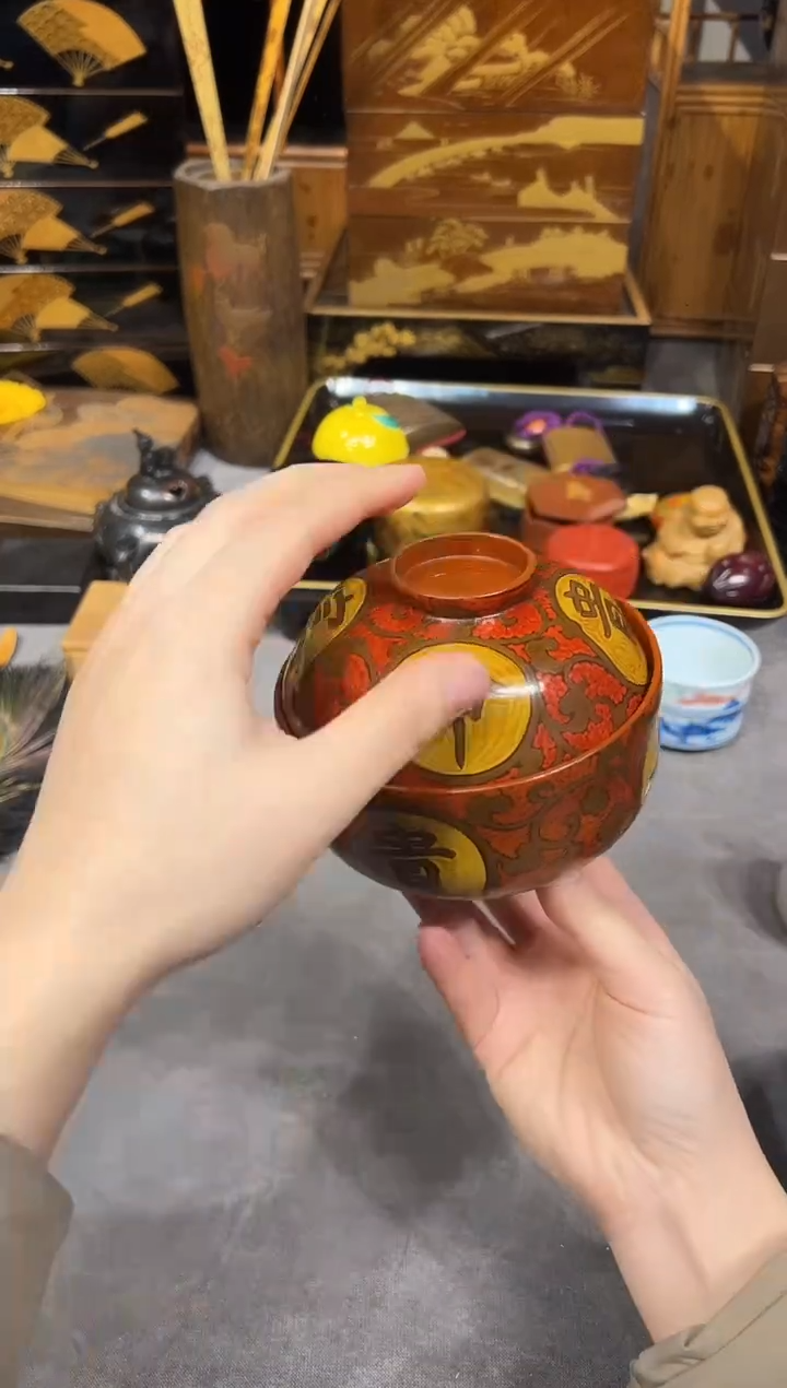 雕漆 盖碗 单只 大漆漆器大漆漆器