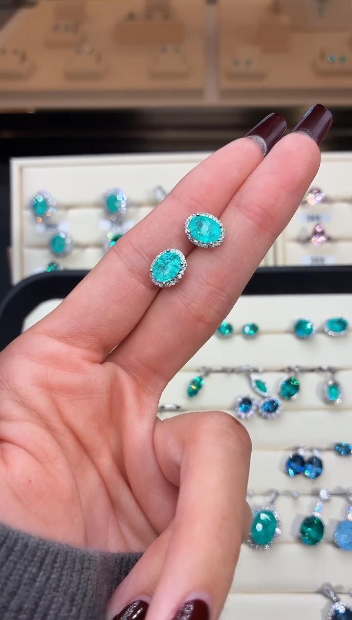 3ct碧玺（处理）无品牌 925银 轻奢感冰裂霓虹电光蓝系列