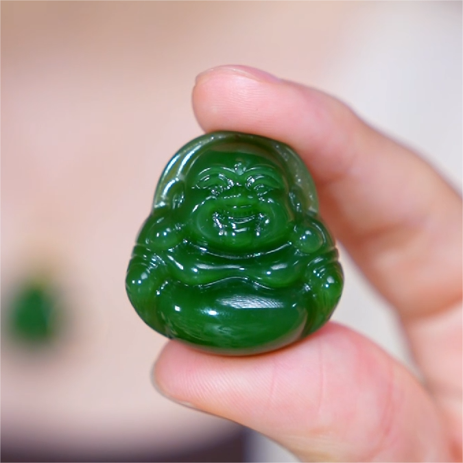 【芒心珠宝】天然和田玉未镶嵌碧玉30mm裸佛公吊坠