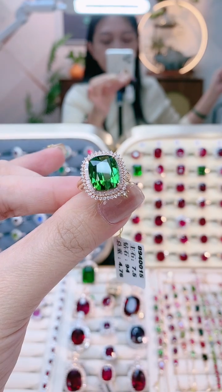 【闪购商品】碧玺18K金戒指18K金镶嵌1