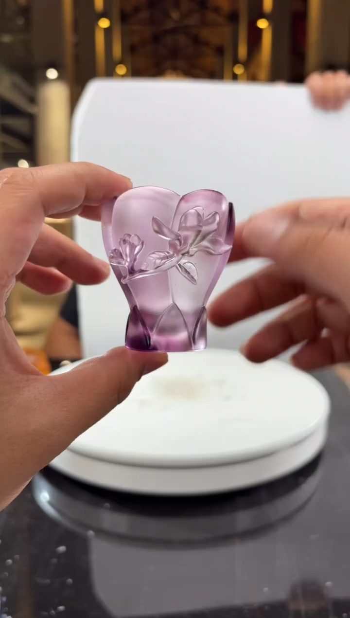 摆件紫罗兰艺术琉璃小茶杯