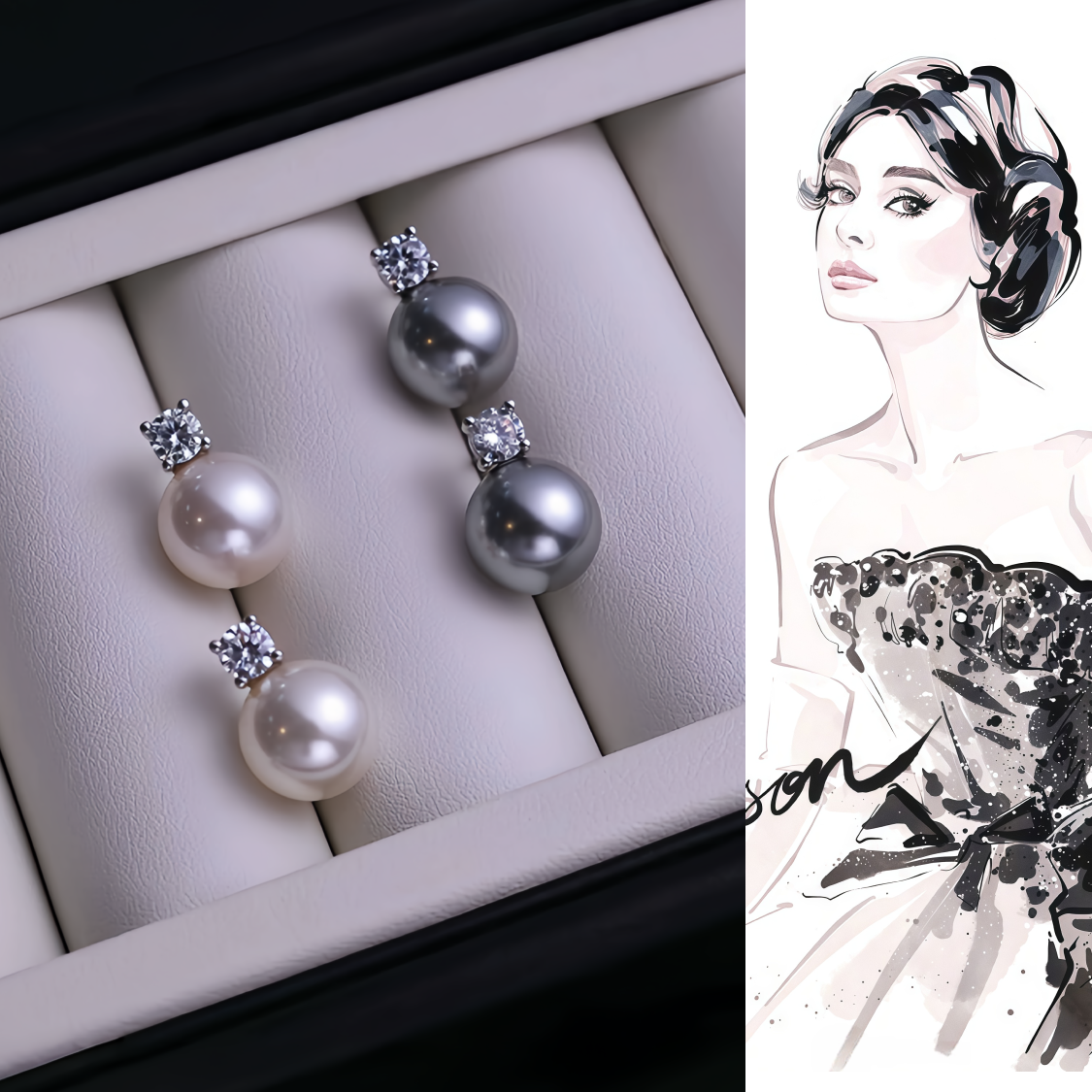 铜合金合成锆石耳饰 经典「戴妃款」施家珍珠强光正圆生日礼服裙