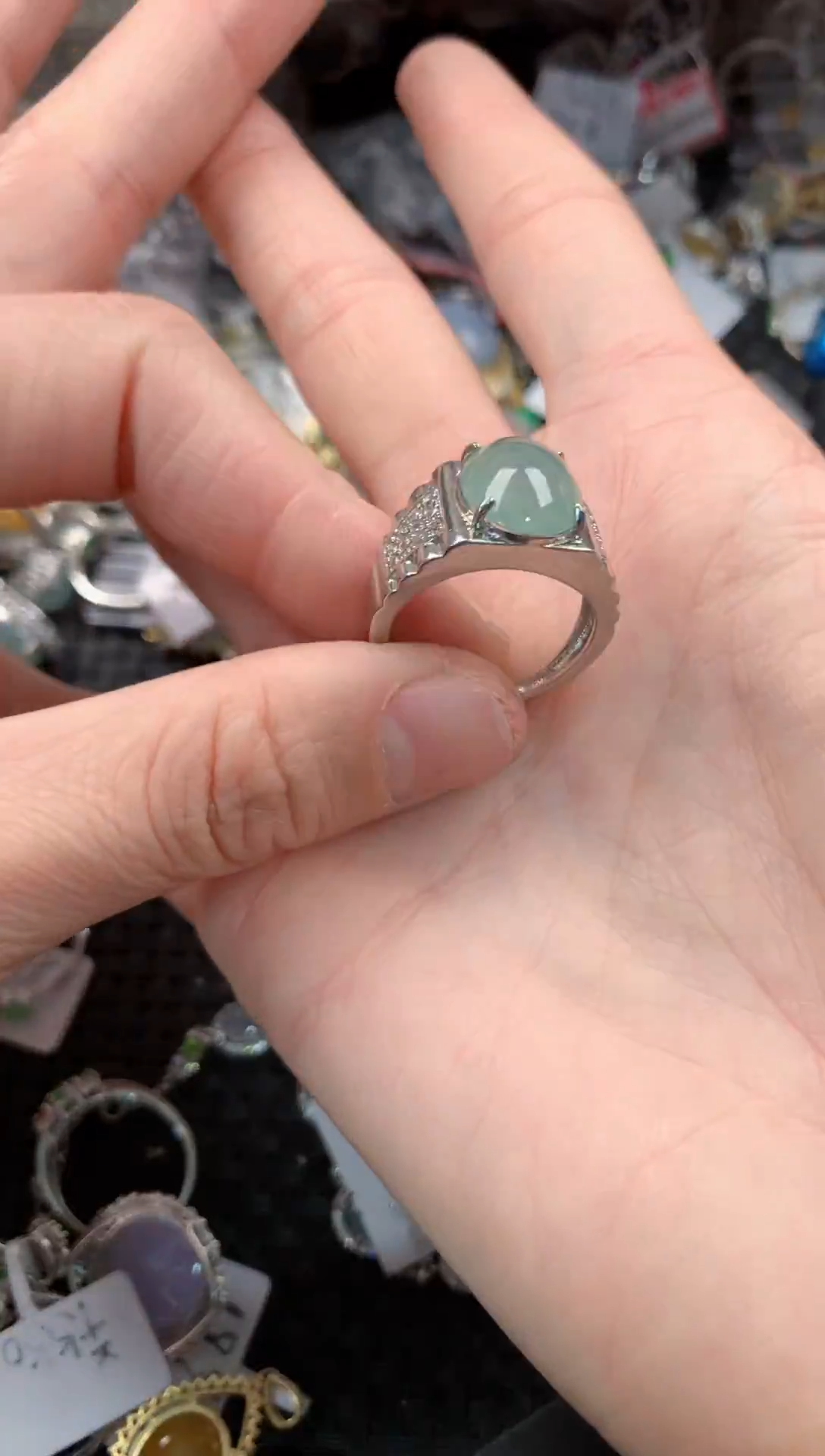 银S925镶嵌戒指翡翠666----7