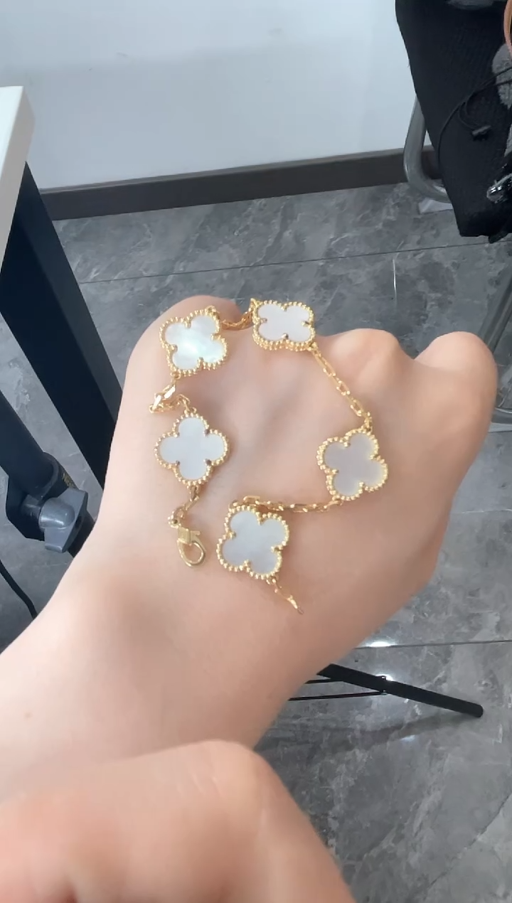 【闪购商品】贝壳（贝母）手链18K金镶嵌【kk珠宝】白五花手链