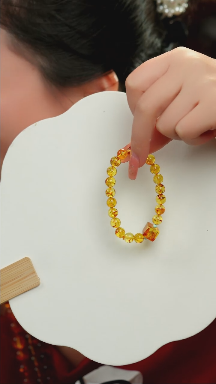 【闪购商品】琥珀（花珀）手链未镶嵌8+花珀方糖设计款手串