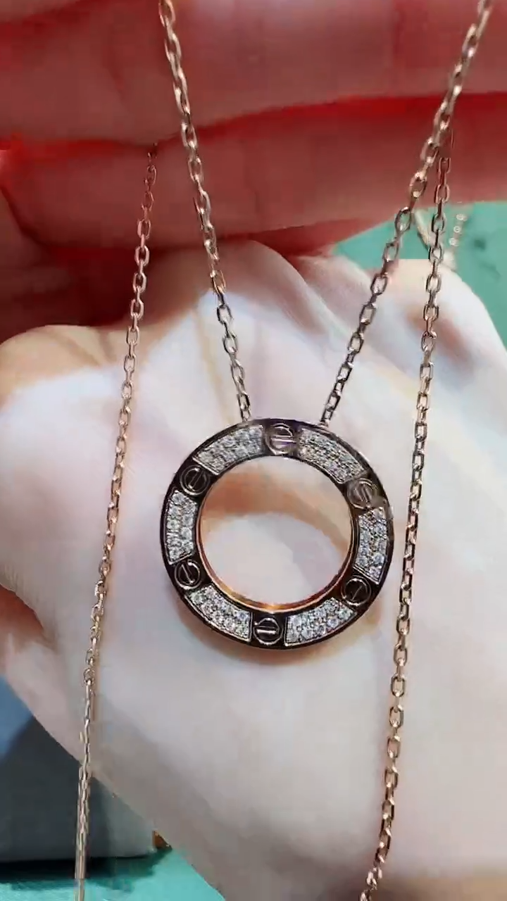 【闪购商品】钻石套链18K金镶嵌18K金钻石饼饼套链