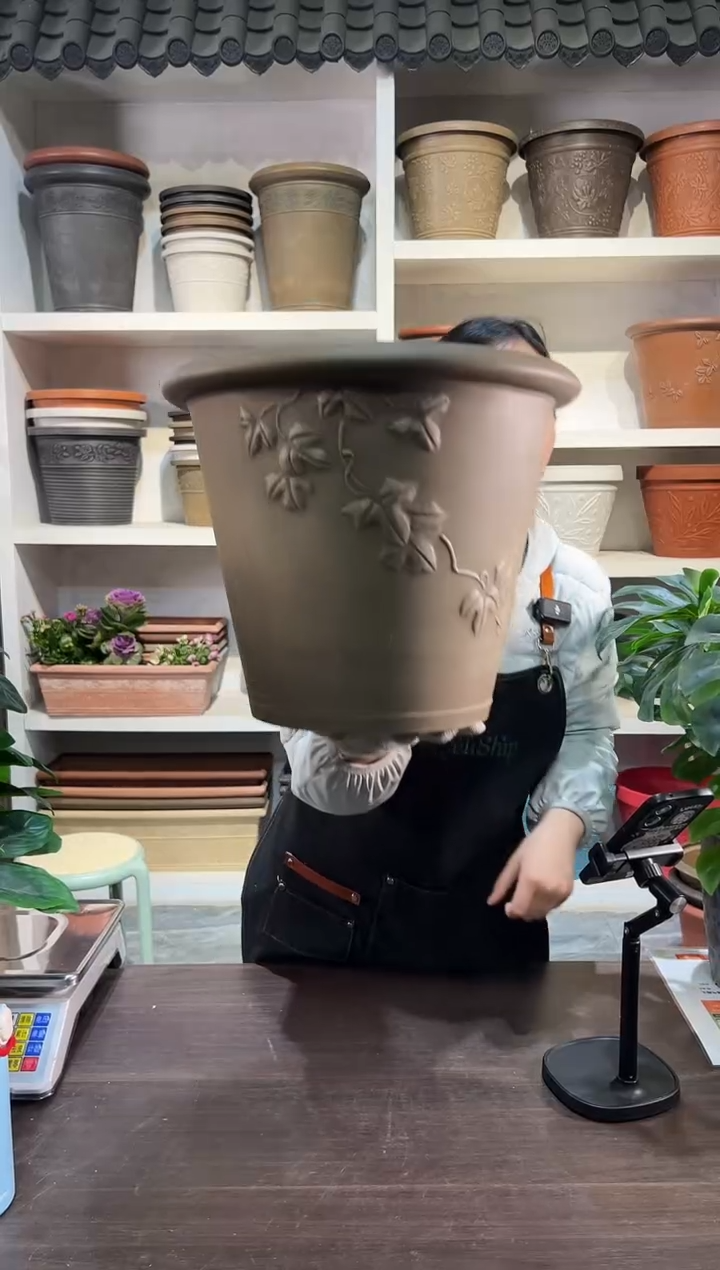 35.5*29/09A35/棕灰色/浮雕叶子外贸尾单