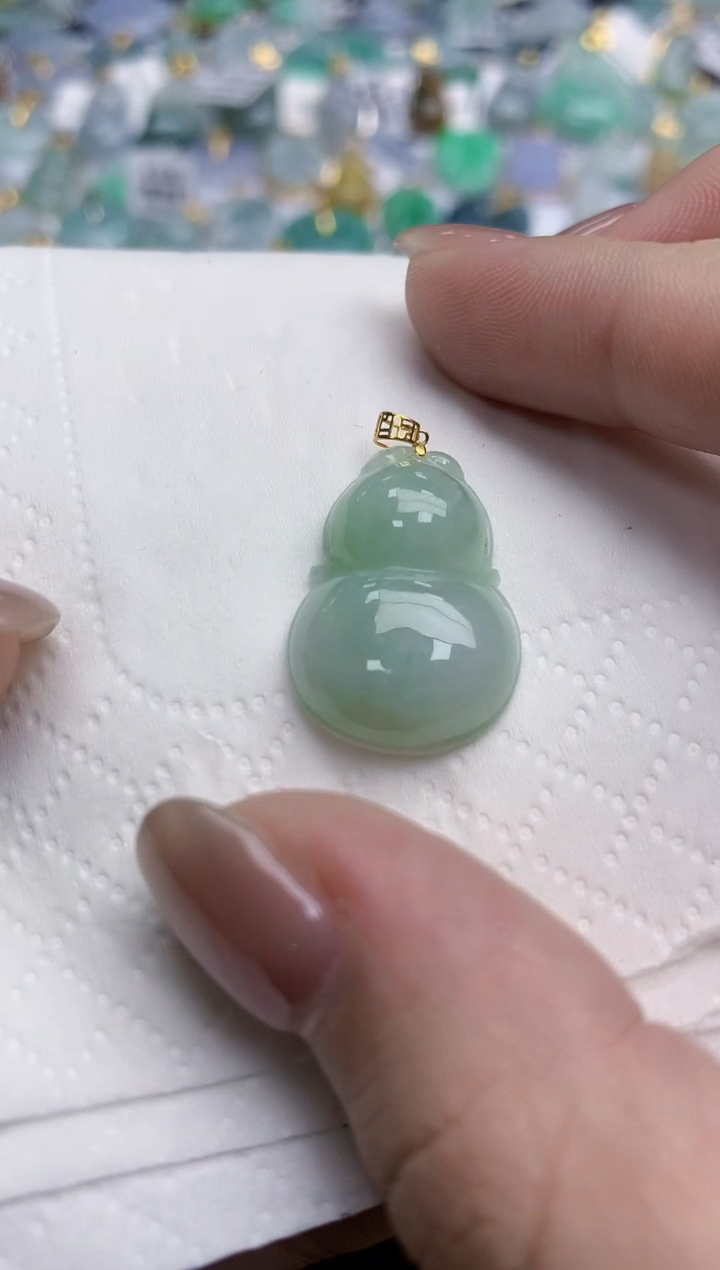 【闪购商品】翡翠颈饰18K金镶嵌天然缅甸翡翠A货