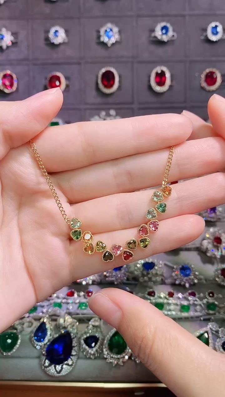 【闪购商品】碧玺18K金手链18K金镶嵌1