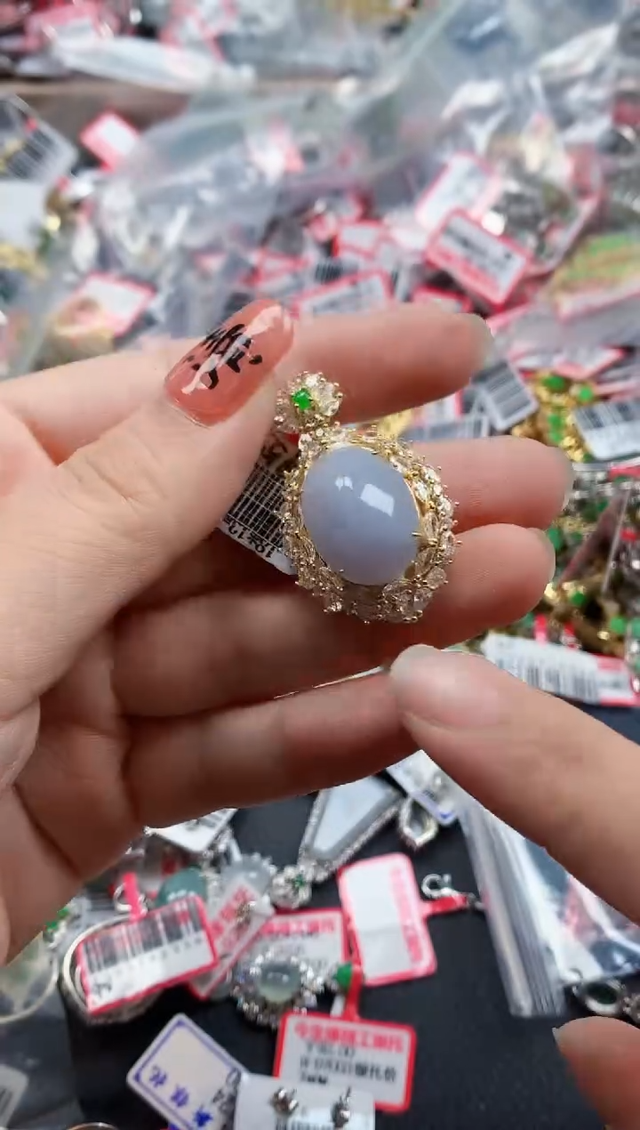 银S925镶嵌戒指翡翠天然A货缅甸翡翠