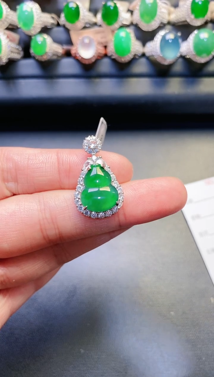 银S925镶嵌戒指翡翠天然