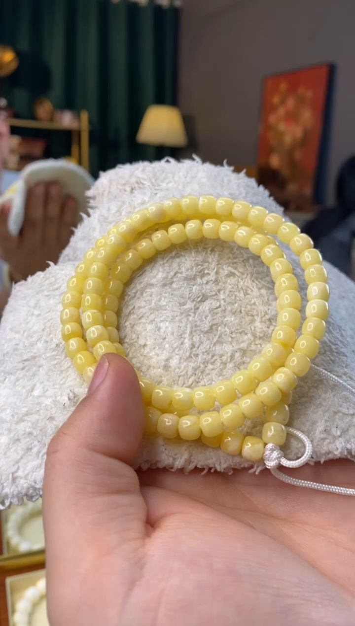 【闪购商品】蜜蜡手串未镶嵌6.3mm老型微瑕108长串