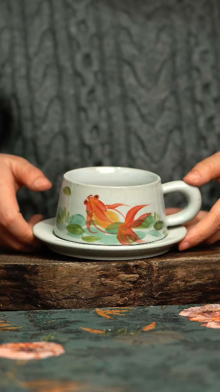 【闪购商品】杯釉下彩手工手绘同款陶器