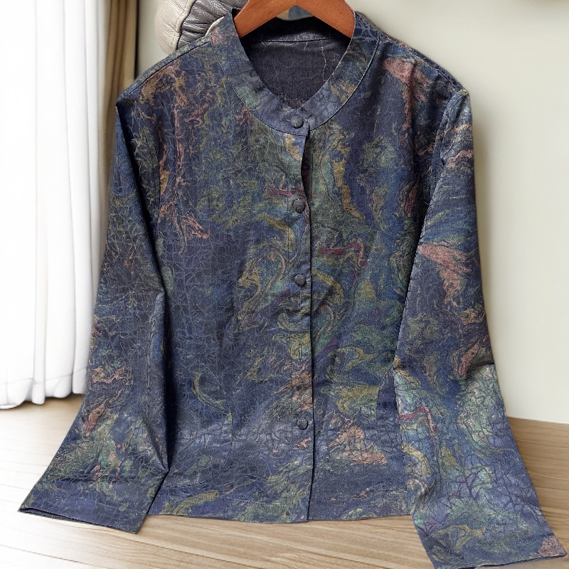 26【轩衣阁专属】新款高定时尚百搭气质水墨花色双面穿减龄外套