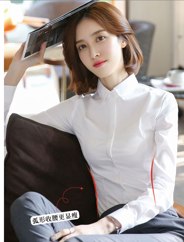 职棉白色长袖衬衫女四季2024新款职业装白衬衣时尚气质工作服