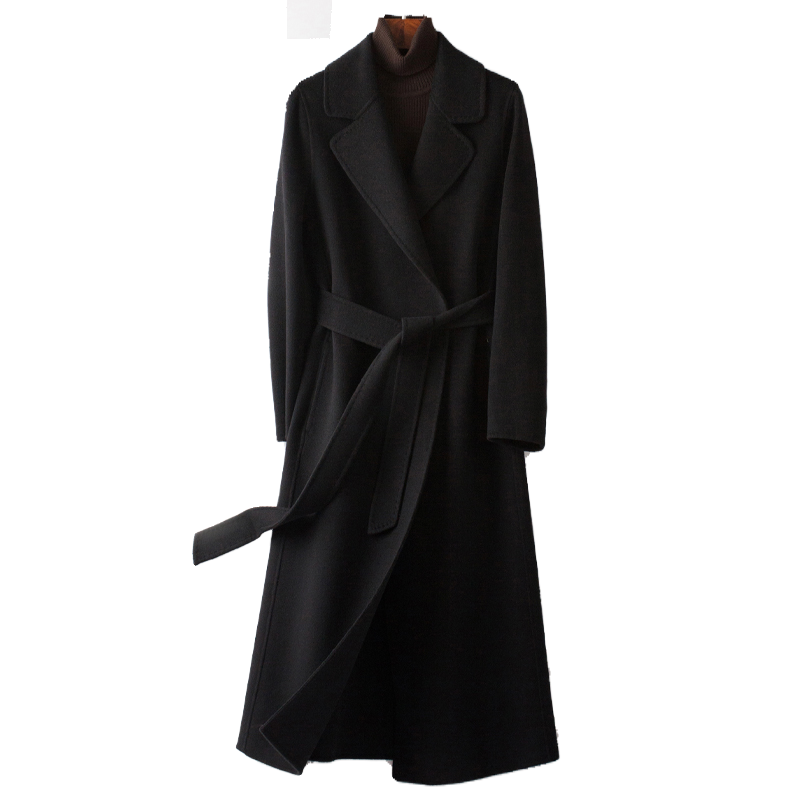 （破价新款）山羊绒显瘦大衣双面呢女长款修身显瘦韩版气质秋冬外套