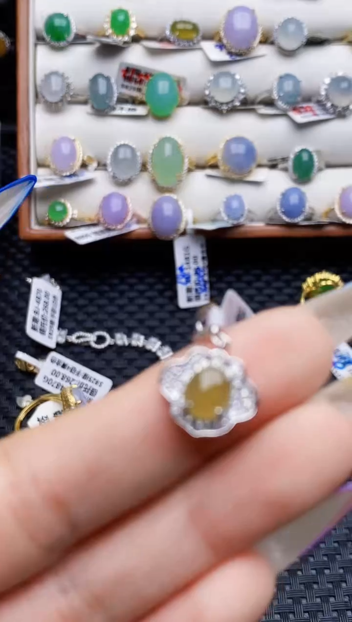 银S925镶嵌戒指翡翠3027