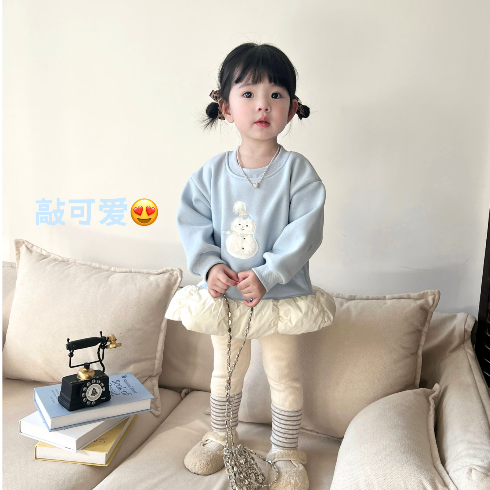 【鱼子酱5-8度】D25144WY加绒下摆泡泡卫衣中小童女童童装