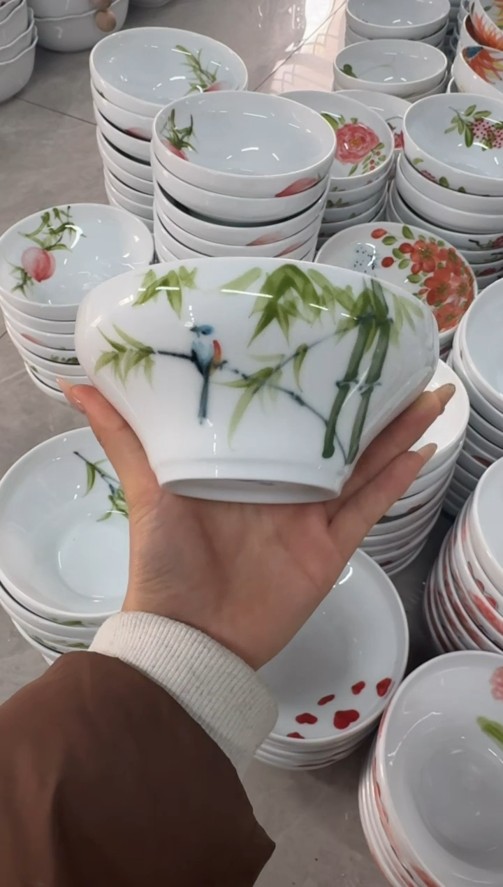 瓷片景德镇高温陶瓷食品级手绘釉中彩-葫芦碗