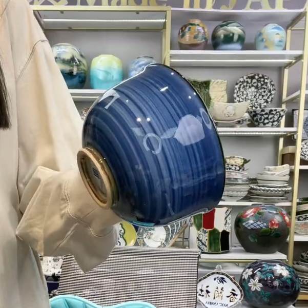 新福利九【单支】日本进口有田烧内卷十草小丼碗13cm-蓝色