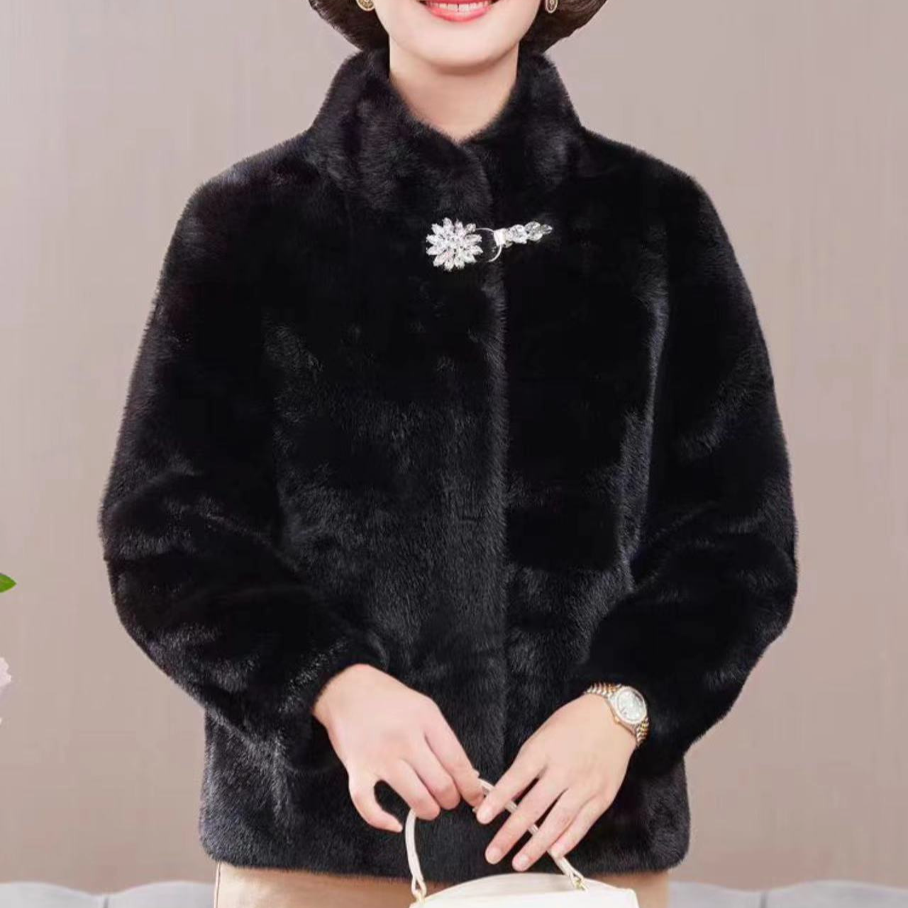 2025新款春秋短款貂绒皮草上衣