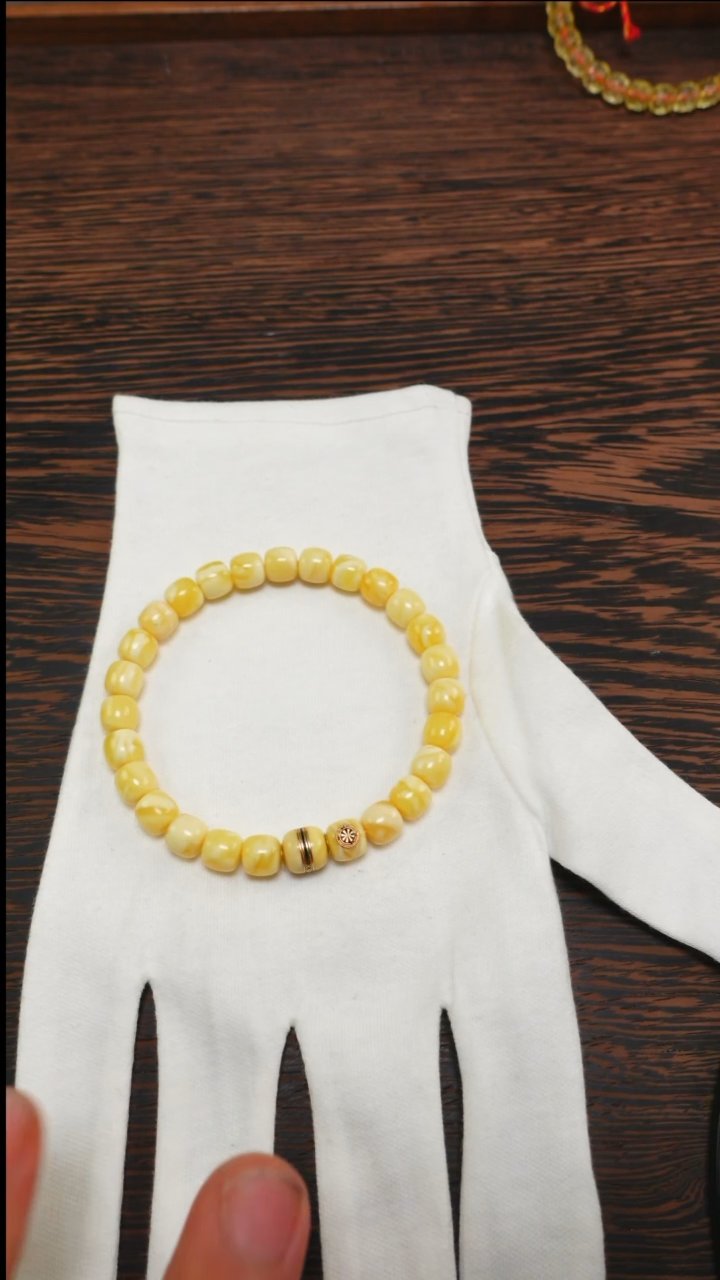 【闪购商品】蜜蜡手链未镶嵌0651/无争黑金单圈