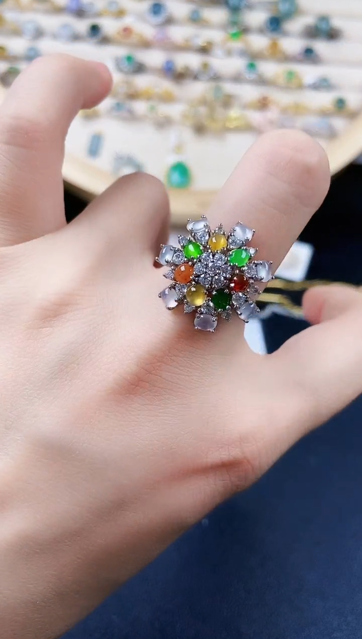 【闪购商品】翡翠银S925镶嵌戒指456546