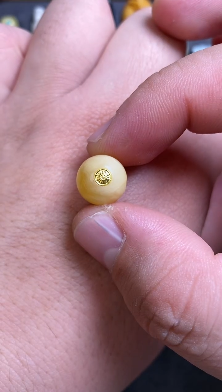 【闪购商品】蜜蜡珠宝奇石足金镶嵌12mm圆