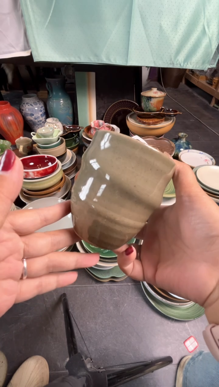 瓷片新*助b030梅子青妞妞杯