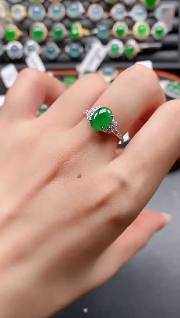 银S925镶嵌戒指翡翠111