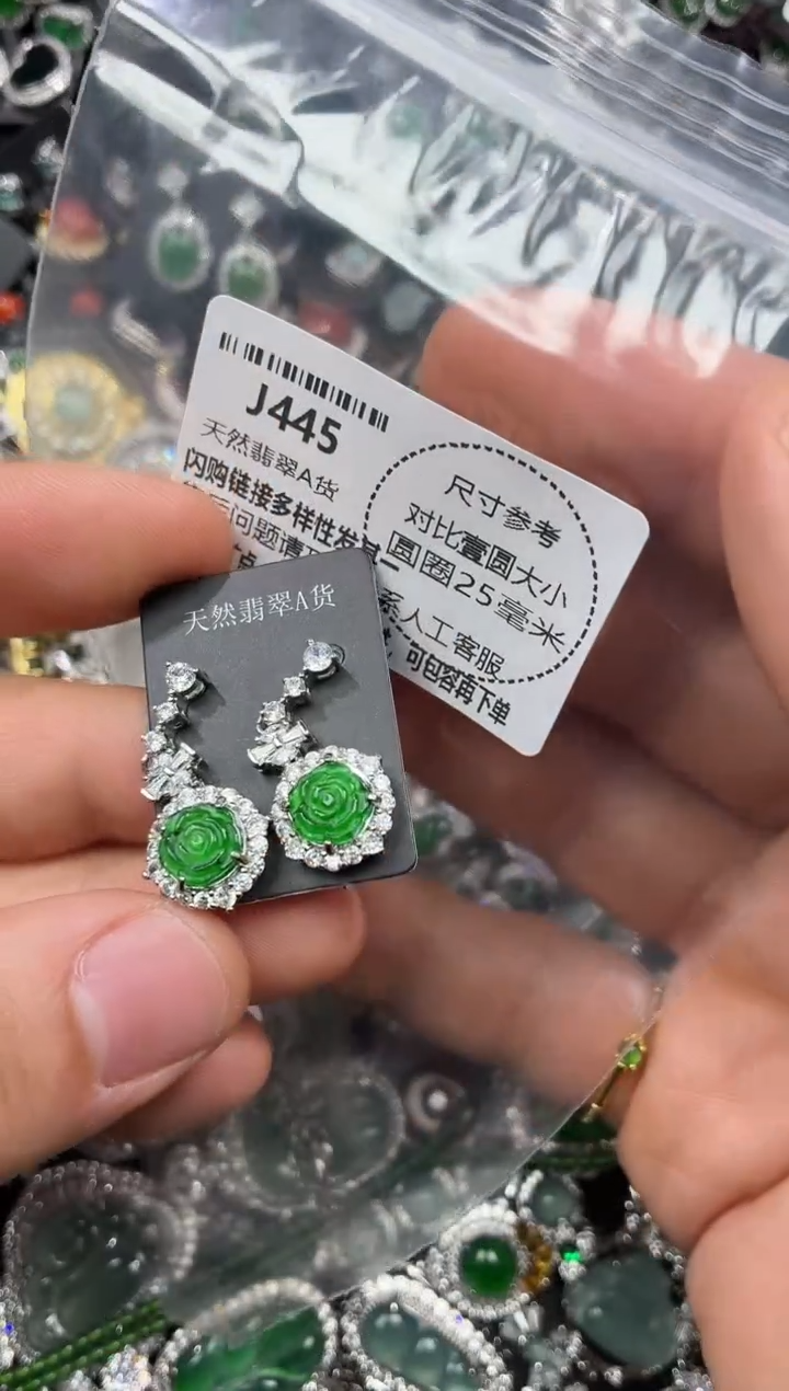 颈饰未镶嵌翡翠J445耳钉