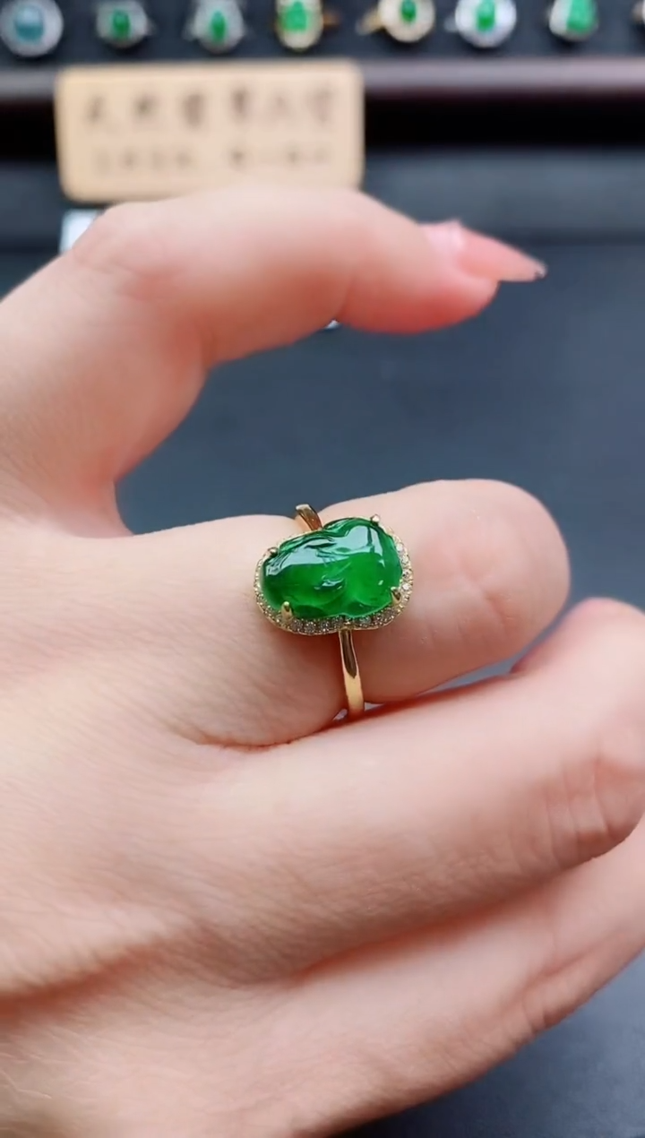 银S925镶嵌戒指翡翠1