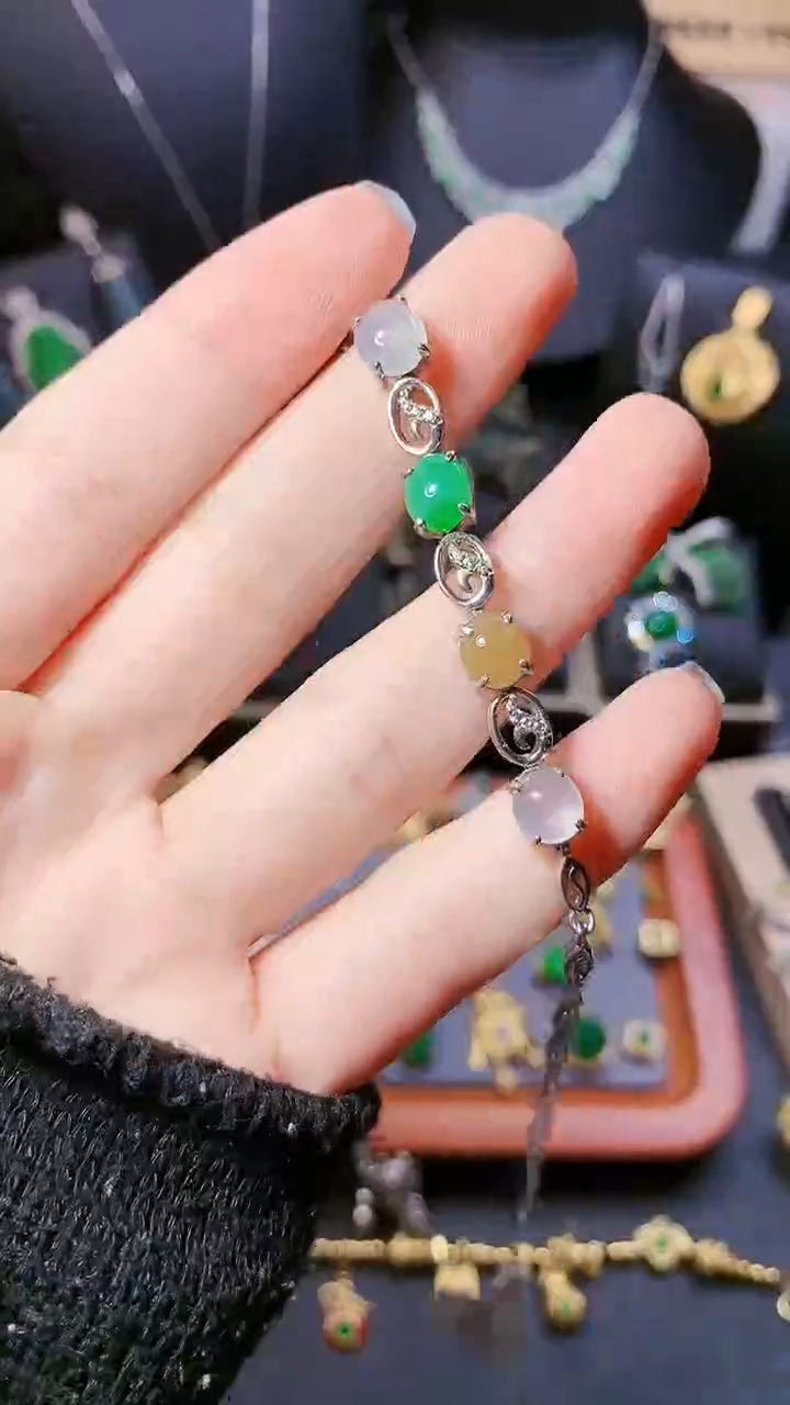 【闪购商品】翡翠手链银S925镶嵌手链