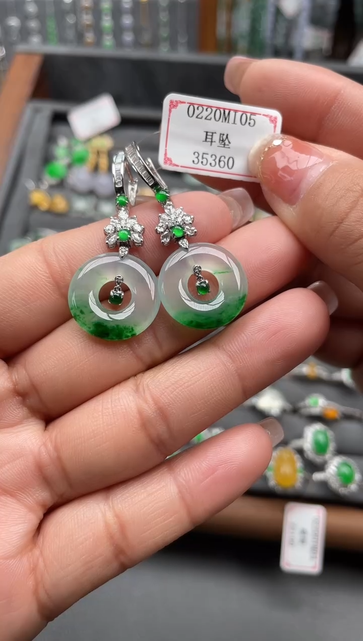 【闪购商品】翡翠耳饰18K金镶嵌0220MI05