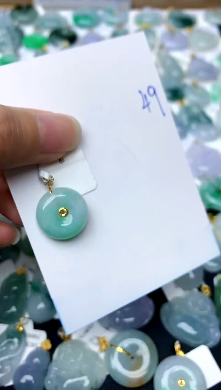 【闪购商品】翡翠颈饰18K金镶嵌49天然A货翡翠·