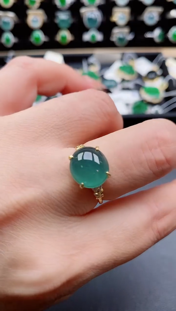银S925镶嵌戒指翡翠1