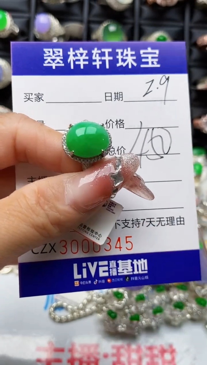 【闪购商品】翡翠戒指银S925镶嵌0345