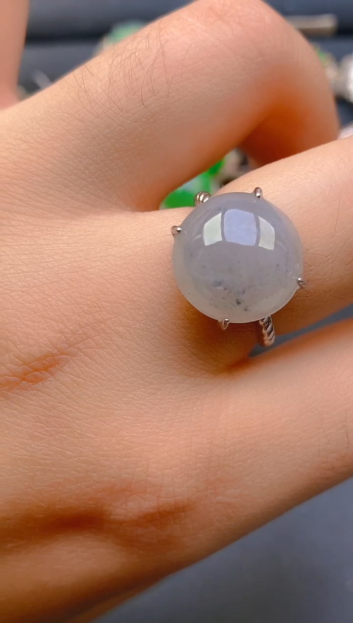 【闪购商品】翡翠戒指银S925镶嵌天然A货翡翠1