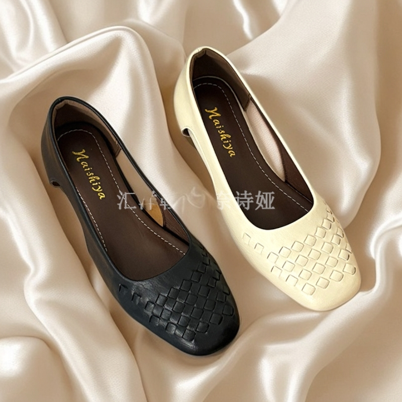 3cm/羊皮/法式粗跟一脚蹬时尚气质百搭低跟方头单鞋3707